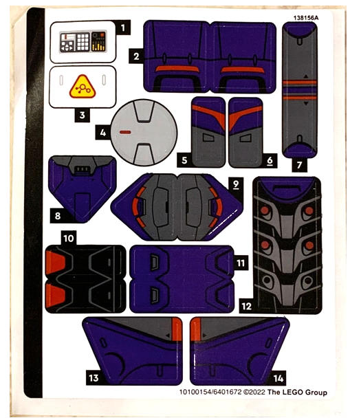 LEGO Stickers - Sheet for Set 76831 - No 76831stk01 - QTY 1