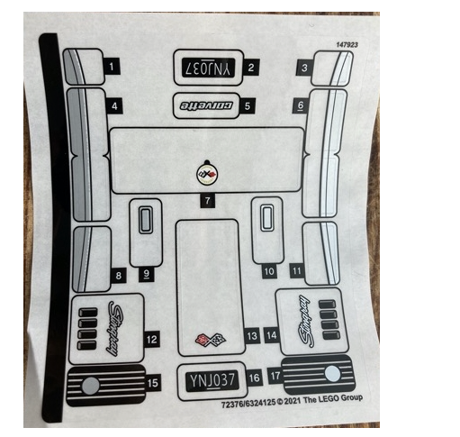 LEGO Stickers - Sheet for Set 76903, Sheet 2 - No 76903stk02 - QTY 1