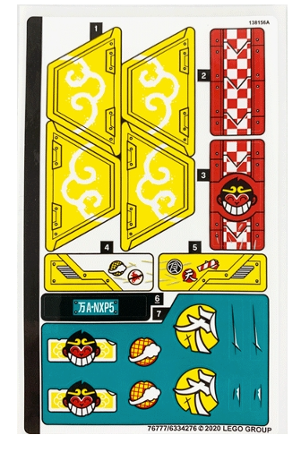 LEGO Stickers - Sheet for Set 80015 - No 80015stk01 - QTY 1