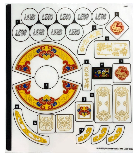 LEGO Stickers - Sheet for Set 80111 - No 80111stk01 - QTY 1