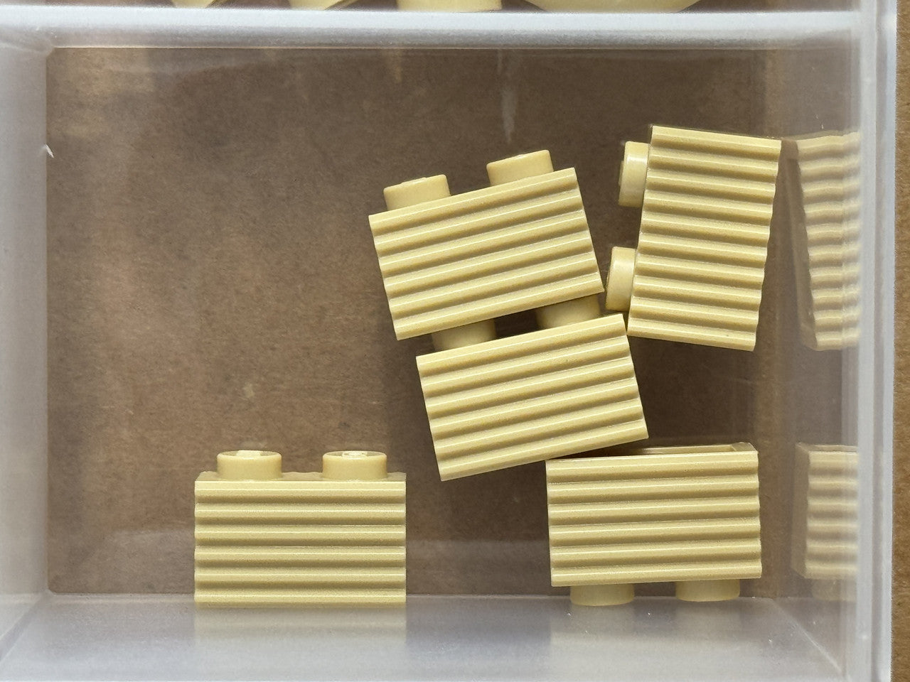 LEGO Parts - Tan Brick 1 x 2 with Grille / Fluted Profile - No 2877 - QTY 5