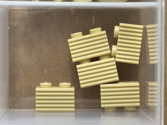 LEGO Parts - Tan Brick 1 x 2 with Grille / Fluted Profile - No 2877 - QTY 5