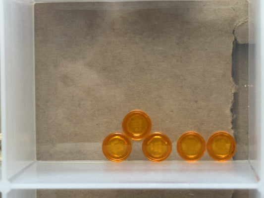 LEGO Parts - Trans-Orange Tile, Round 1 x 1 - No 98138 - QTY 5