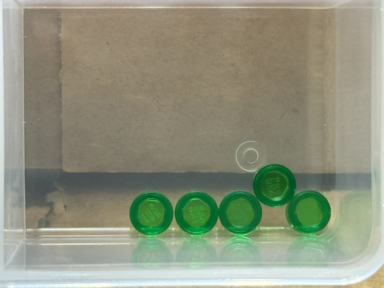 LEGO Parts - Trans-Green Tile, Round 1 x 1 - No 98138 - QTY 5