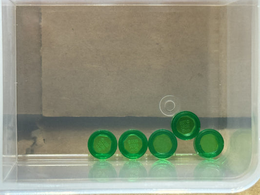 LEGO Parts - Trans-Green Tile, Round 1 x 1 - No 98138 - QTY 5