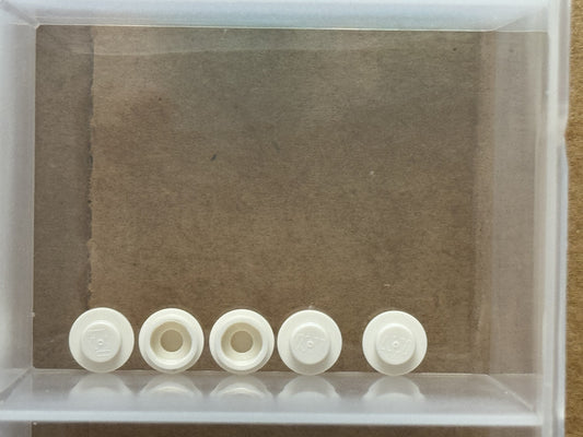 LEGO Parts - White Plate, Round 1 x 1 - No 4073 - QTY 5