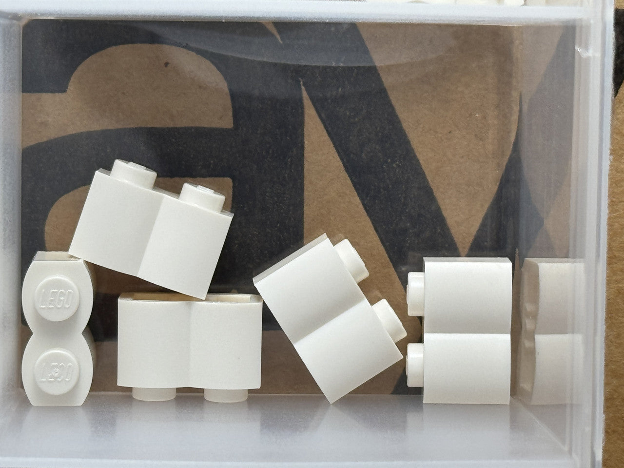 LEGO Parts - White Brick, Modified 1 x 2 with Log Profile - No 30136 - QTY 5