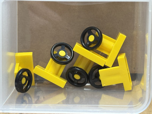 LEGO Parts - Yellow Vehicle, Steering Stand 1 x 2 - No 3829c01 - QTY 5